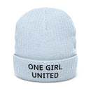 One Girl United Unisex Ribbed Knit Beanie: Light colors