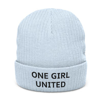 One Girl United Unisex Ribbed Knit Beanie: Light colors